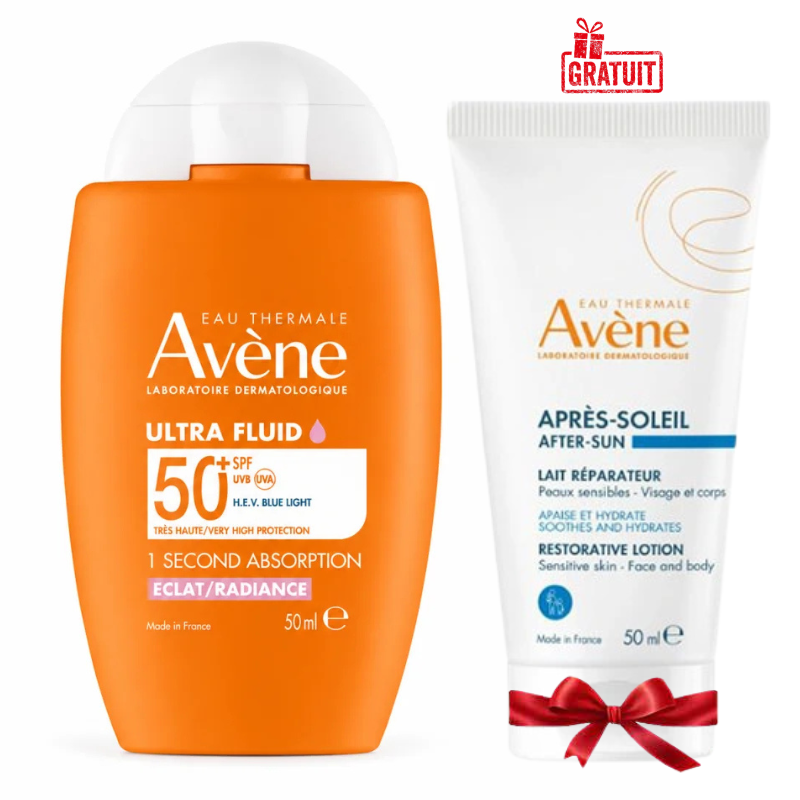 AVENE ULTRA FLUID ECLAT RADIANCE SPF50+ 50ML+LAIT APRES SOLEIL 50ML (OFFERT)